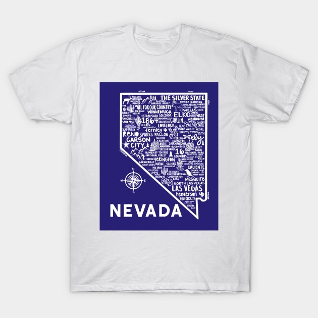 Nevada Map T-Shirt by fiberandgloss